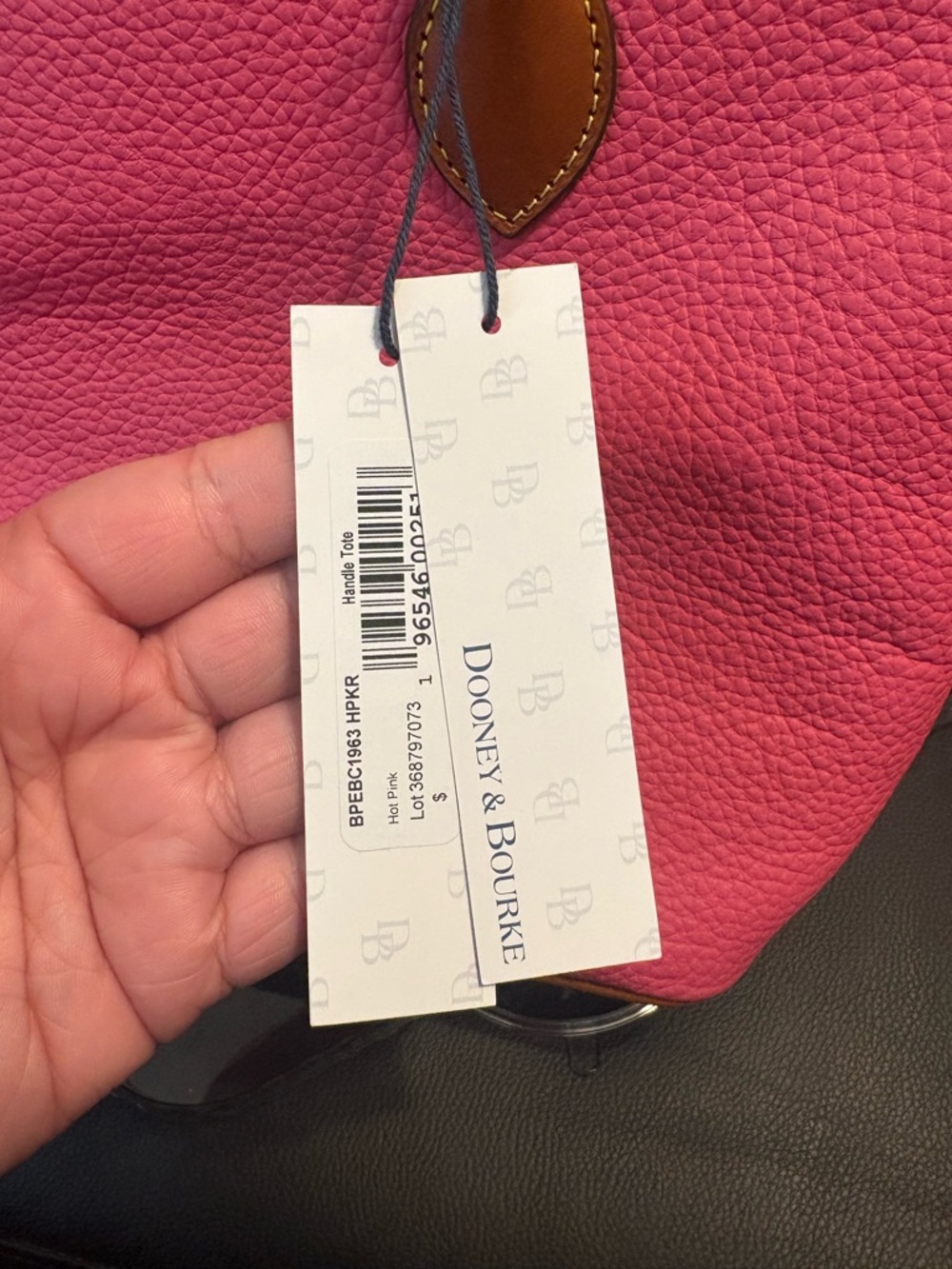 Dooney & Bourke Pink Pebbled Leather Tote with Tan Accents - Picture 5 of 6